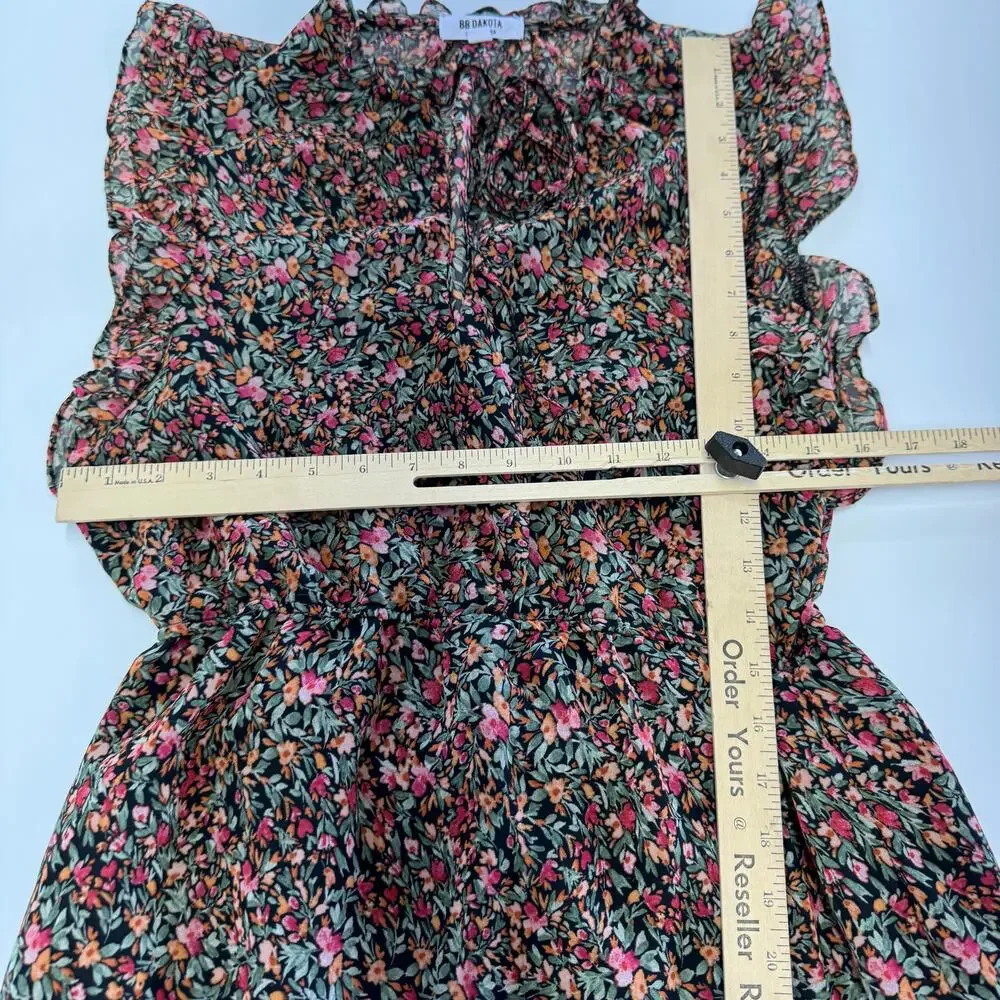 BB Dakota Dress Womens Medium Pink Orange Ditsy‎ Floral Maxi - Picture 8 of 11